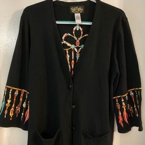 Vintage Bob Mackie wearable art cardigan